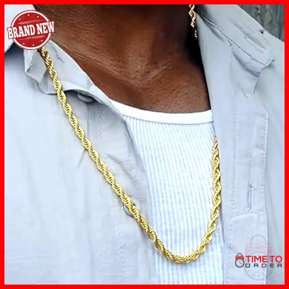 14K Yellow Gold Rope Chain Necklace, Lobster Clasp, 18" Length - Picture 4 of 6